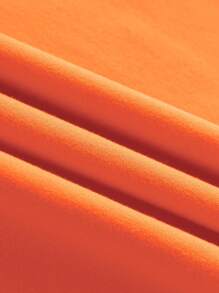 INAWLY Áo thun nữ cổ tròn in chữ ngắn tay mùa hè - Màu Cam cháy - Xem 5