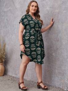 EMERY ROSE Plus Size Nữ Da Báo Đầu Lâu In Hình Đầu Lâu Tay Ngắn Trang Phục Thường Ngày Cho Mùa Hè - Màu xanh lá cây đậm - Xem 3