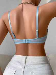SHEIN 女士透視蕾絲有鋼圈胸罩 - 淺藍色 - 查看 2