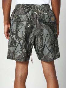 SUMWON Cargo Short With All Over Camo Print - Khaki - View 4
