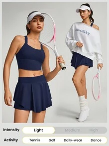 GLOWMODE FeatherFit™-Air Ruffle Pocket Anti-Slip Skirt Skort With Built-In Shorts Light Support Low Impact Daily Casual Quick Dry Moisture Wicking