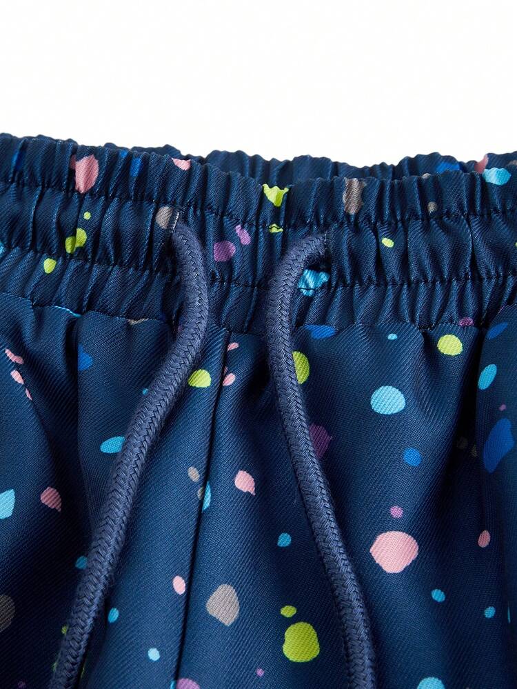 Designer Boho Bohemian Women's Elastic Waist Ink Splash Print Pants, For Holiday, Vacation, Spring, Festival, Ibiza Fits