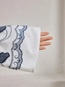 Mulvari Elegante vestido de manga larga para dama con bordado de flores de moda