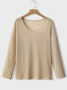 Manfinity Homme Men Solid Color Texture Round Neck Knitted Spring Casual All-Match T-Shirt