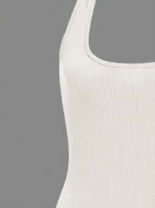 SHEIN Essnce 女士時尚純色方領緊身連體褲