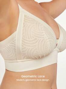 LUVLETTE Lingerie Lounge Curve Wireless Unlined V-Neck Lace Elegance Bralette White Minimizer Bra Comfortable Must-Haves