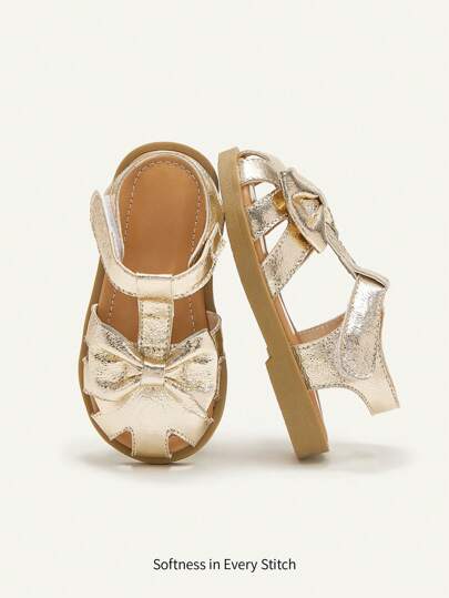 Cozy Pixies Sandálias Lisas Elegantes De Verão Para Bebês Meninas, Sapatos Confortáveis Estilo Princesa Dourada Para Férias