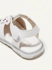 Cozy Pixies 1 Par De Sandalias Con Correa Decorativa De Conejo Bordadas A La Moda Y Bonitas Para Bebés/niñas Pequeñas Con Cierre De Gancho Y Bucle, Blanco