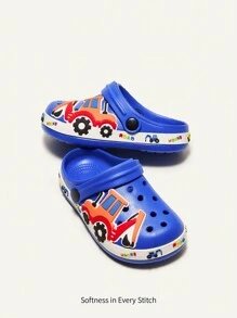 Cozy Pixies Fashionable Cute Excavator Pattern Baby Hole Shoes Garden Clogs
