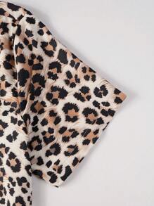 Manfinity LEGND Men Leopard Print Graphic Summer Casual Collar Short Sleeve Shirt, For Going Out - Brown - View 4