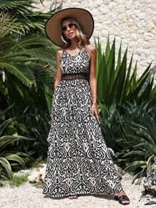 SHEIN VCAY Phụ Nữ Mùa Hè Lớn Đầm Chữ A Váy Đầm Kỳ Nghỉ In Hoa Miếng Dán Cường Lực Móc Ren Cami Đầm - Nhiều màu - Xem 6