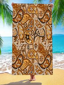 Bysilviaclara 1pc Outdoor Vacation Paisley Patterned Beach Towel - Multicolor - View 1