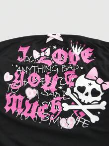 ROMWE Grunge Punk Áo Bandeau bó sát thời trang cổ điển Y2K dành cho nữ, đi học - màu đen - Xem 4