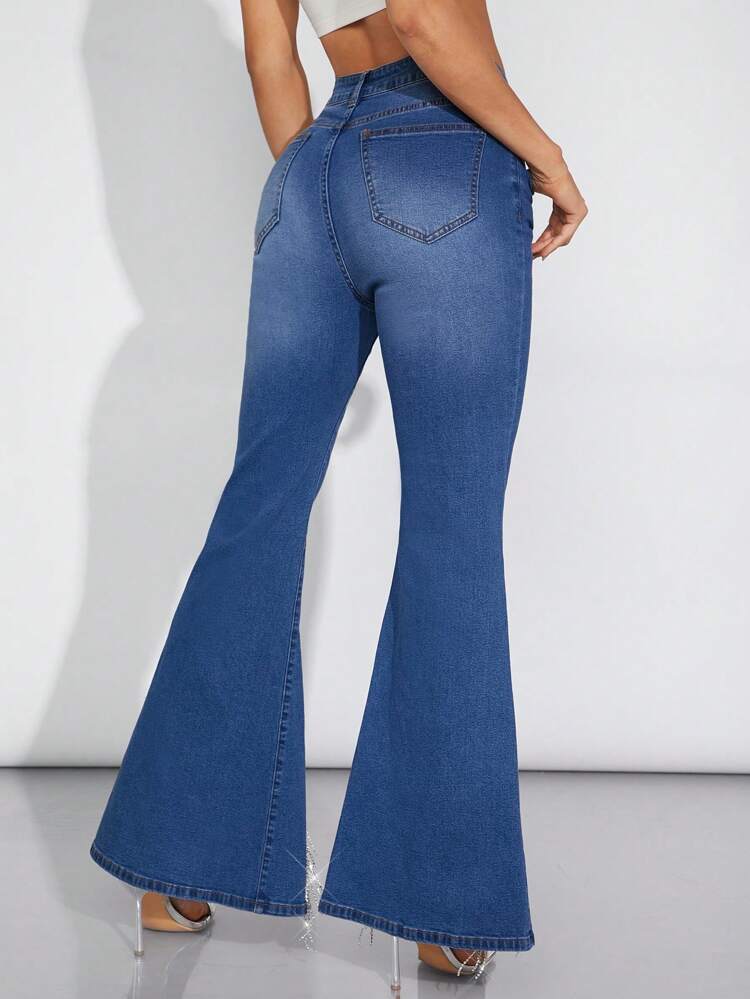 Rhinestone Fringe Flare Leg Jeans