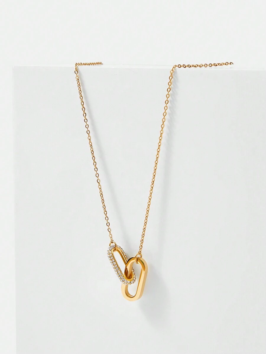 MOTF PREMIUM 鍍金方晶鋯石幾何項鍊 - 金黃色 - 查看 1