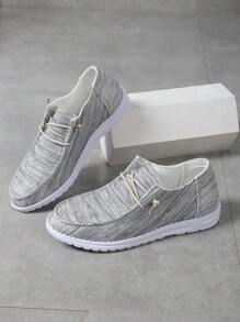 2024年春季新款女式舒適透氣輕便平底休閒鞋，易穿脫，時尚百搭 - 灰色 - 查看 4