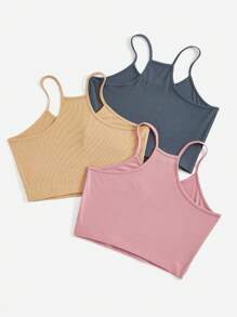 Streetz SHEIN Sport Solid Color Ribbed Athletic Spaghetti Strap Tank Top