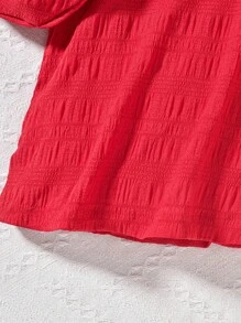 SHEIN Vestido rojo de estilo de vacaciones para niña preadolescente - Rojo - Ver 5