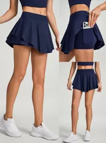GLOWMODE FeatherFit™-Air Ruffle Pocket Anti-Slip Skirt Skort With Built-In Shorts Light Support Low Impact Daily Casual Quick Dry Moisture Wicking