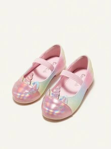 Cozy Pixies 1雙春夏季可愛的閃爍彩虹閃粉獨角獸平底鞋,適合女孩和兒童 - 彩色 - 查看 3