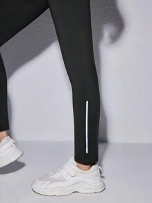 SHEIN Tween Girl Sporty Short Sleeve And Long Pants Set Dancewear Activewear - Black - View 4