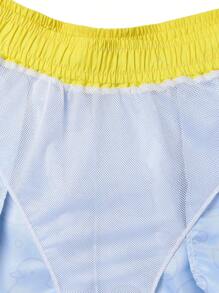 Manfinity Men Color Block Drawstring Cartoon Print Summer Beach Shorts