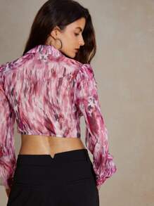 Anewsta Camisa de adelgazamiento para mujer con huesos de pez salpicados de tinta con diseño de impresión animal rosa - Multicolor - Ver 2
