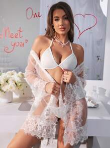 Bridal Honeymoon Sheer And Sexy Lingerie Set - White - View 1