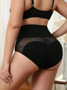 Plus Hollow Out Trim Panty - Black - View 2