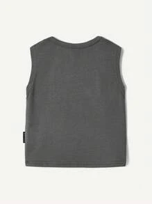 Cozy Pixies Summer Baby Boy 3pcs Set: Sleeveless Wide Strap Round Neck Tee With Decorative Weave Labeling And Letter Pattern Design