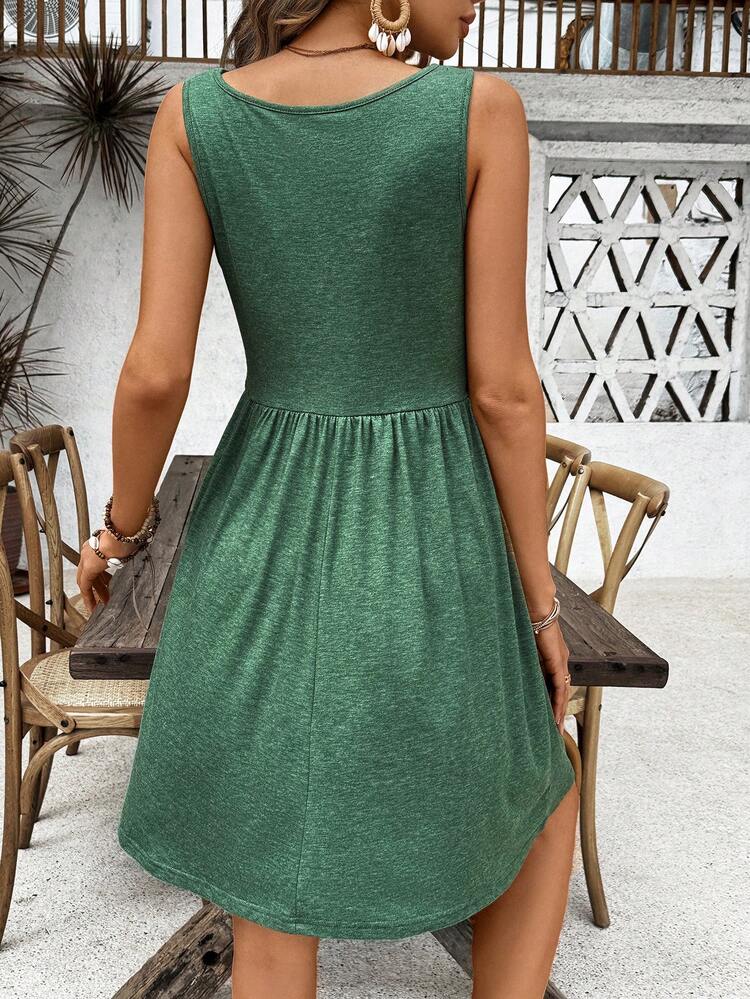 Women Summer Holiday Round Neck Short Sleeve Dress
