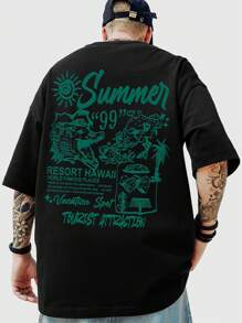 ROMWE MEN Street Life 男士動物標語印花圓領t恤 - 黑色 - 查看 1