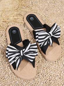 Women's Solid Color Sandals, Cross Strap Slip On Open Toe Non-Slip Straw Braided Slides Shoes, Summer Vacation Beach Shoe Valentines