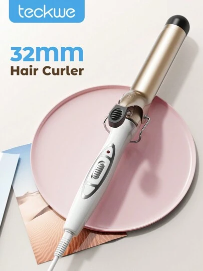 Teckwe 卷发棒，32 毫米卷发棒，打造经典卷发 电源线 360° 旋转和 10S 快速定型 适用于短发、中发和长发 - 美国插头 圣诞礼物，秋冬季假期必备品 露营 度假必需品 度假配件，露营用品