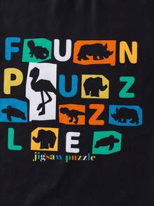 Mùa hè mới đến Áo thun tay ngắn in hình động vật đại dương cho bé trai + quần short Bộ đồ ngủ thoải mái đa năng mặc ở nhà - màu đen - Xem 5