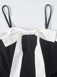 Vestido de alças com laço bonito para adolescente, adequado para o verão