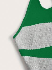 Soleia Women Color Block Halter Knit Top - Green - View 4