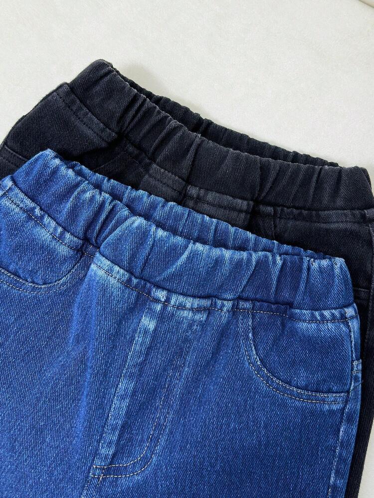 2pcs Comfortable Casual Loose Fit Soft Denim Pants For Baby Girls