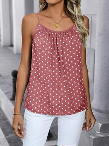 SHEIN LUNE Women Sleeveless Polka Dot Print Casual Daily Wear Tank Top