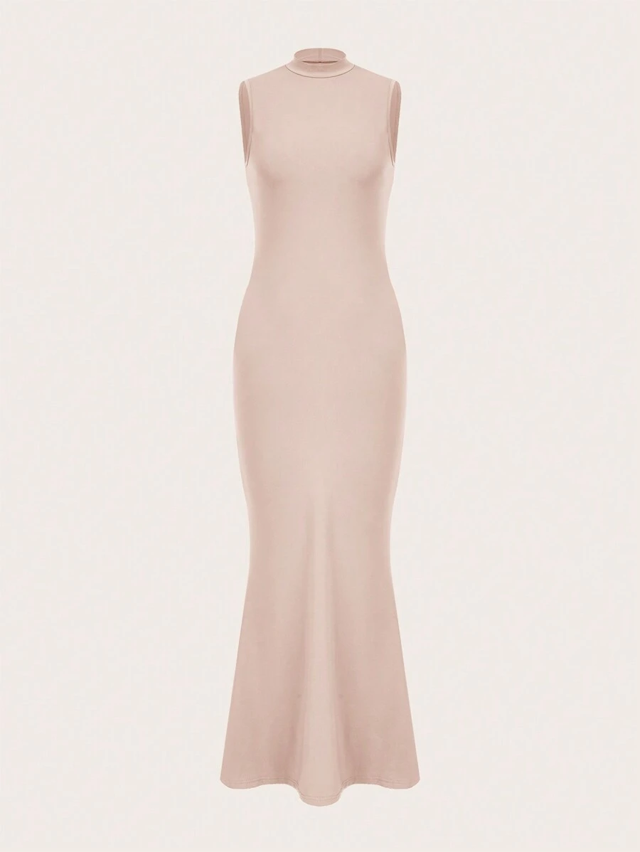 SHEIN Privé 女性純色簡約無袖裙 - 淺粉色 - 查看 1