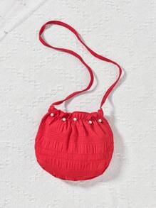 SHEIN Vestido rojo de estilo de vacaciones para niña preadolescente - Rojo - Ver 4
