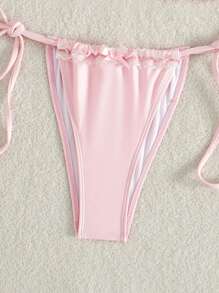 Swim Mod Women  Knot Halter Bikini Set, Perfect For Summer Beach Vacation - Baby Pink - View 3