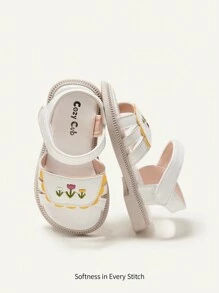 Cozy Pixies Fashionable & Versatile Baby/Toddler Comfortable Anti-Slip Flat Sandals With Countryside Style - White - View 2