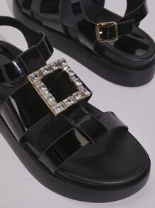 SHUZIA Ladies" Crystal Decorated New Outdoor Comfortable All-Match Flat Sandals