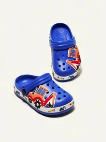 Cozy Pixies Fashionable Cute Excavator Pattern Baby Hole Shoes Garden Clogs