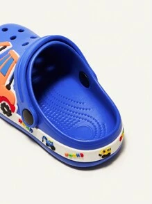 Cozy Pixies Fashionable Cute Excavator Pattern Baby Hole Shoes Garden Clogs