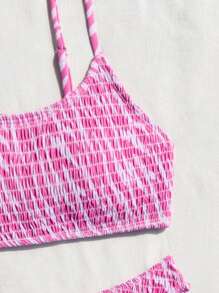 SHEIN Swim Summer Beach Ladies Vacation Pattern Print Cami Bikini Set With Random Printed - Pink - View 5