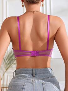 SHEIN Biustonosz damski z siateczki w kropki i kokardą, na fiszbinach, bielizna - Wielokolorowe - Zobacz 2