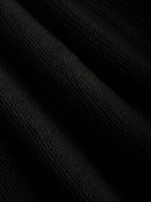 SHEIN Unity Chaqueta de punto corta con mangas de campana y frente abierto en unicolor para mujeres en primavera y otoño - Negro - Ver 5