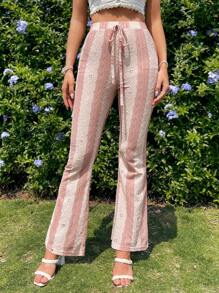 Breezaya Dames Color-Blocked Zomer Casual vakantiebroek met riem